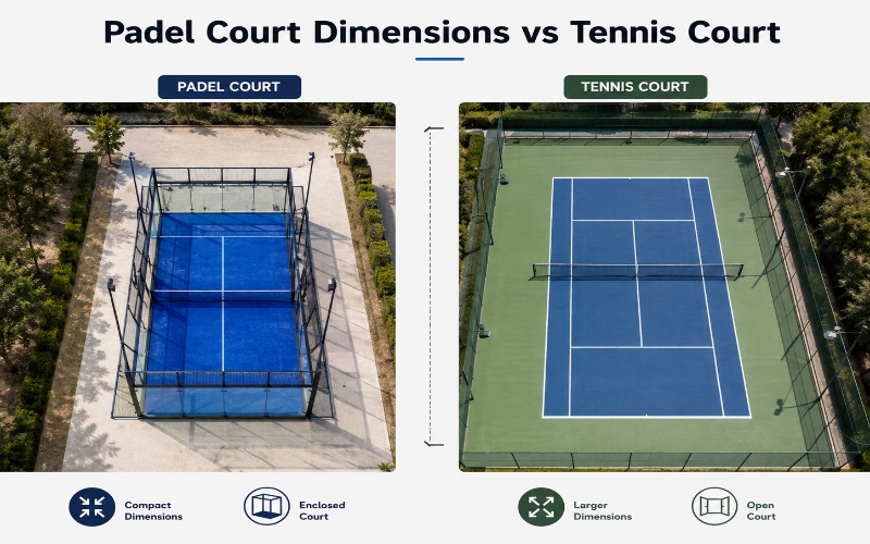 Padel Court Dimensions vs Tennis Court | Complete Guide
